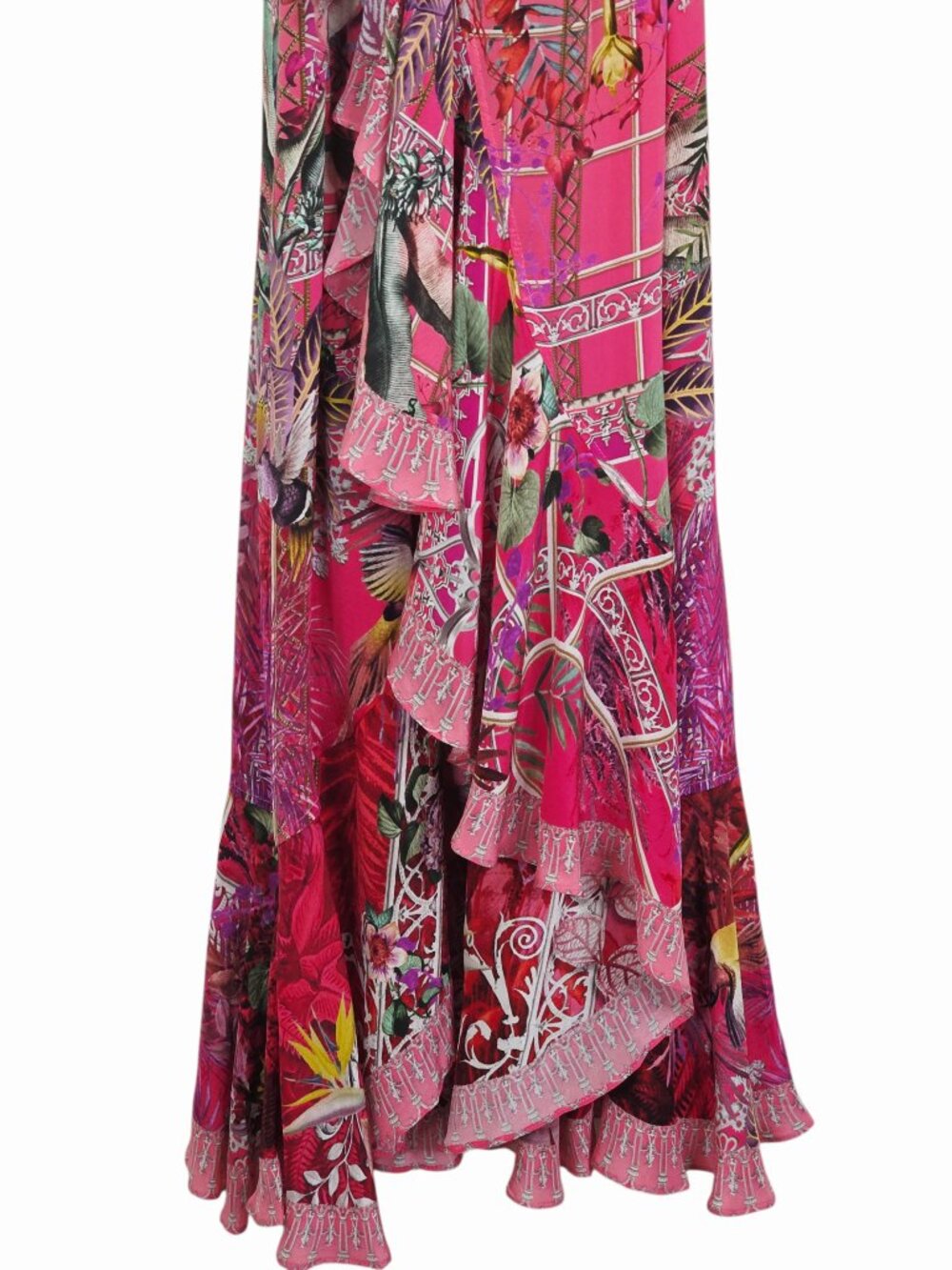 Camilla Long Wrap‎ Midi Dress Glasshouse Romance Pink Frill Rhinestone Size XXS - Picture 6 of 13